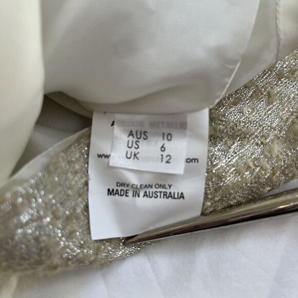 Camilla And Marc Metallic Bustier Mini Dress Size 6 Champagne Gold Tulip Party - Picture 12 of 13